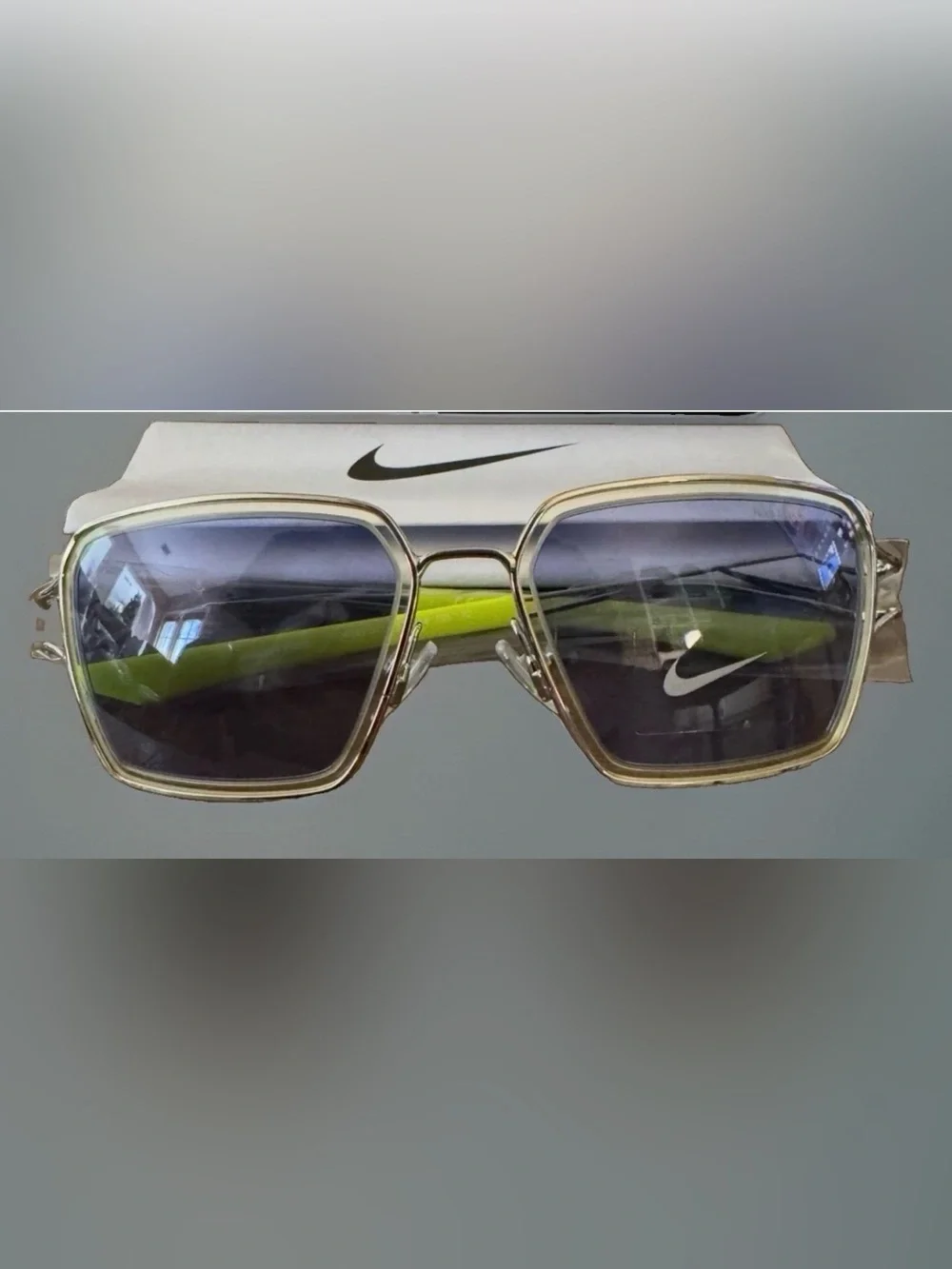 ⚡️Nike Max+ Veil Prism EV24049 Silver Yellow Blue Sunglasses New in Box!⚡️